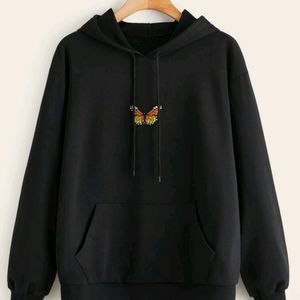 Butterfly graphic drawstring hoodie